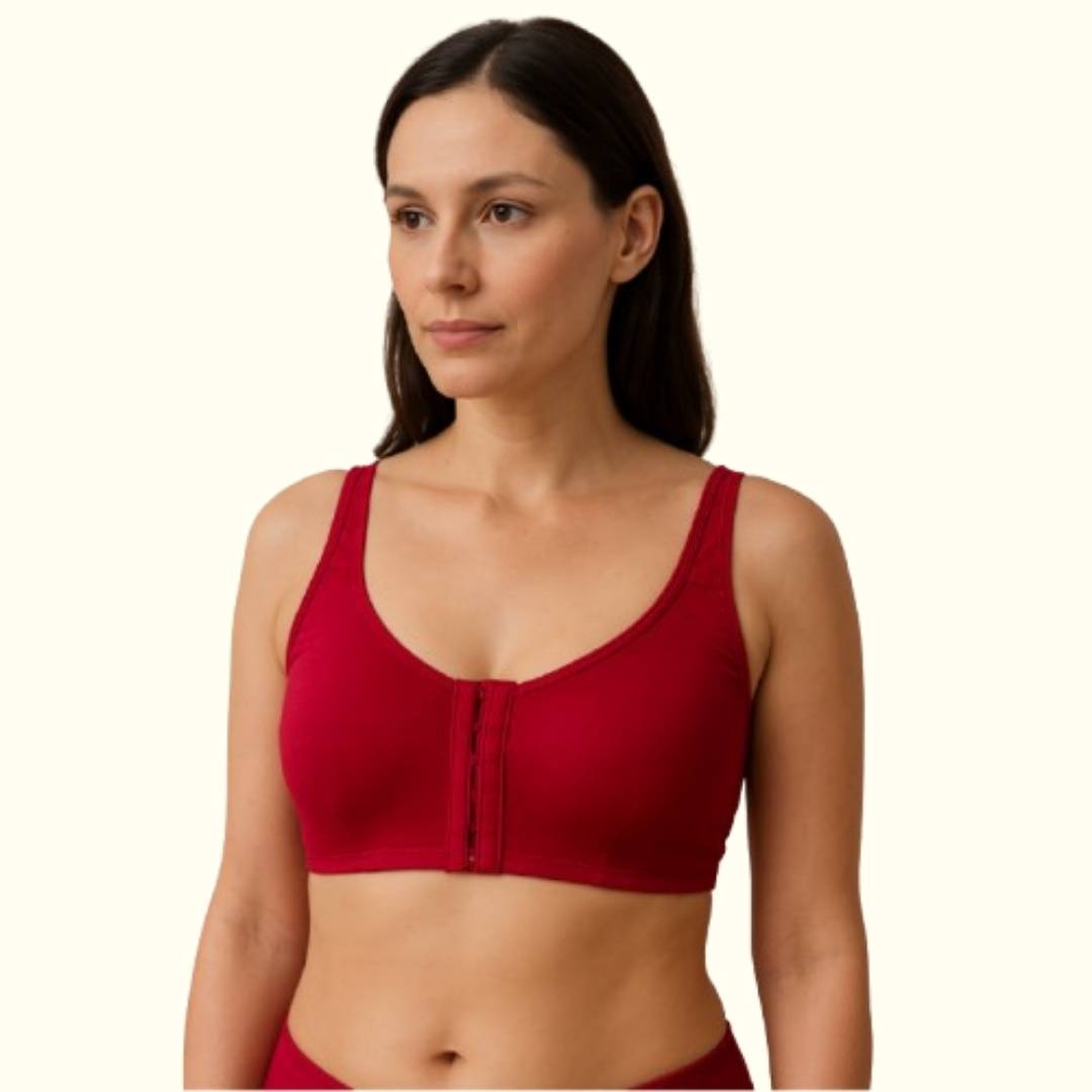 FireFly Front Open Mastectomy Bra Maroon