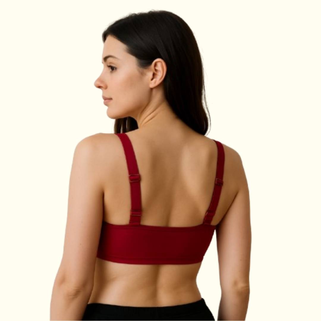FireFly Front Open Post Surgery Bra Maroon