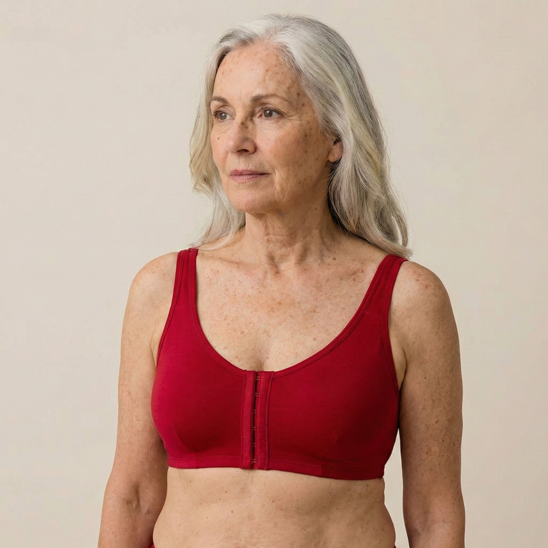 Silverline Support Bra for Elderly Women (Front Open, Full Coverage, Moulded Cup, Non-Wired, Non-Padded, Without Prosthetics) | Supportive Bra for Seniors | Pack of 1